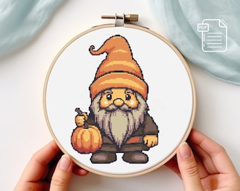 Halloween Gnome Cross Stitch Pattern PDF, Christmas Counted Cross Stitch ,xstitch chart, Holiday Cross stitch