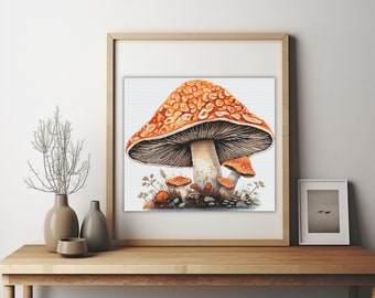 Mushrooms  Cross Stitch Pattern PDF,  Embroidery Pattern, Home wall decor DIY