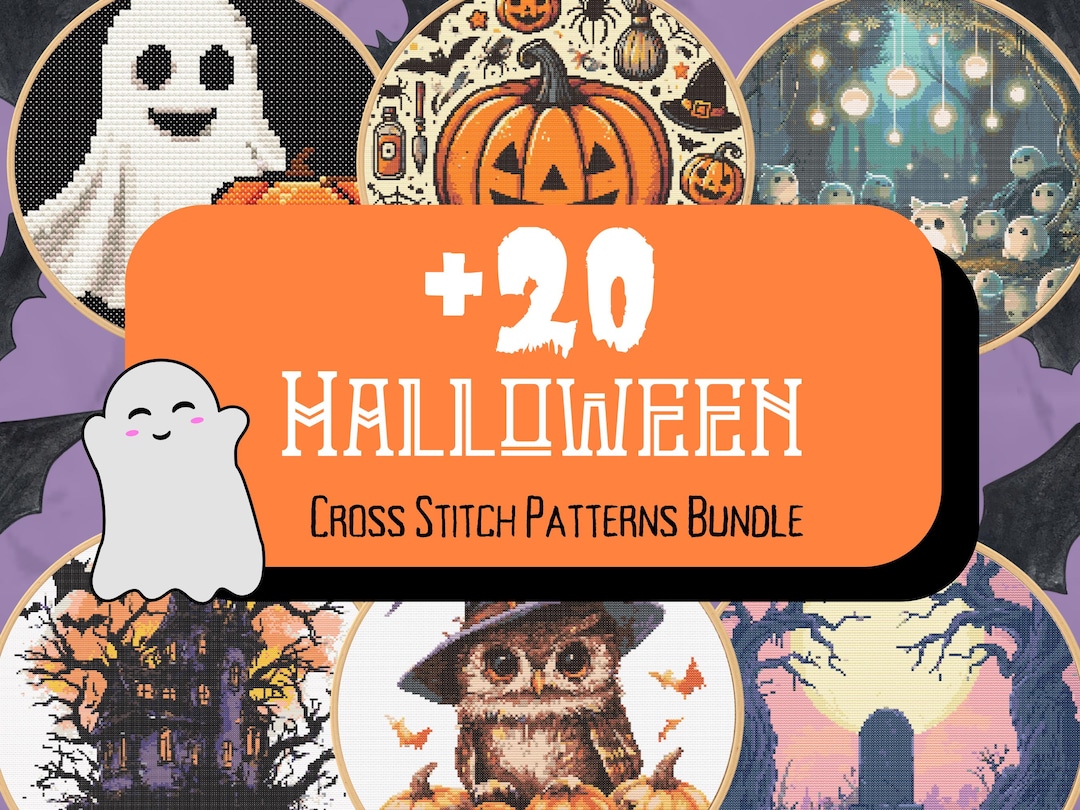Halloween Cross Stitch Pattern Pack: 20+ Spooky Autumn Designs (digital ...