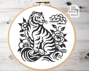 Patrón de punto de cruz de tigre: Diseño de animal salvaje (Patrón PDF)