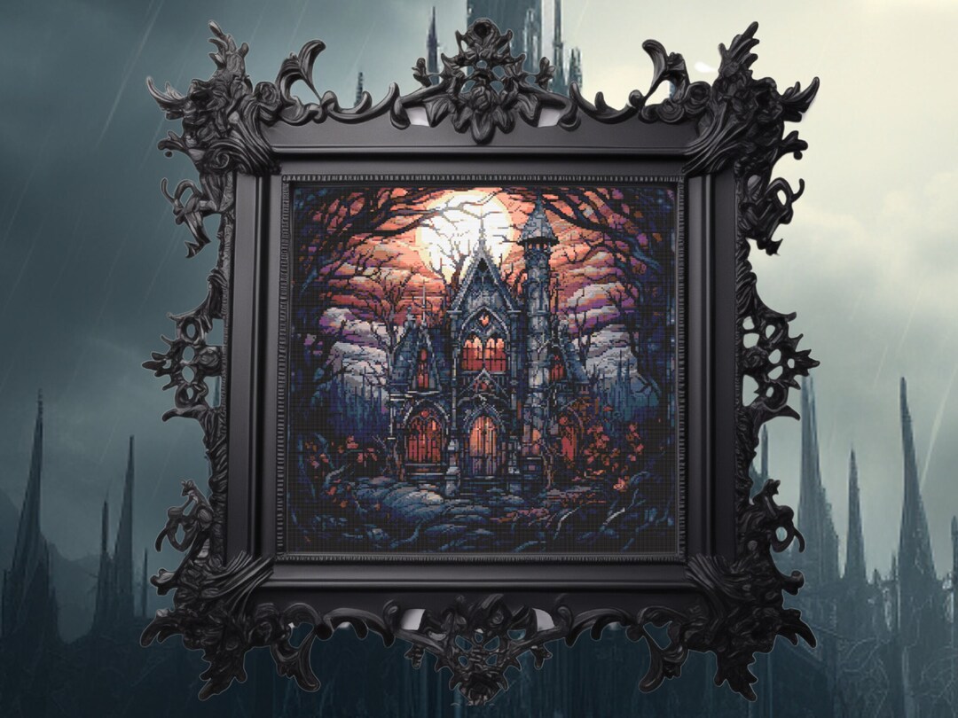 Haunted House Cross Stitch Pattern: Spooky Gothic Halloween (PDF) - Etsy