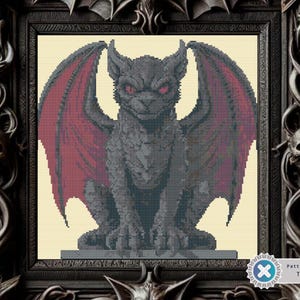 Gargoyle Cross Stitch Pattern: Gothic Medieval Design (PDF)