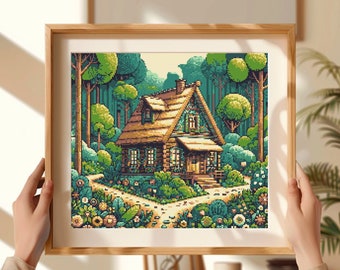 Schema punto croce "Casa nella foresta" di Folk Art: Paesaggio fantasioso (PDF)