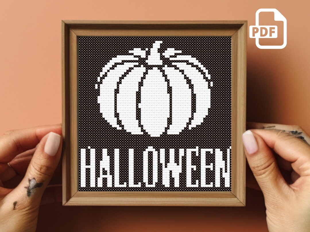 Halloween Pumpkin Cross Stitch Pattern: Spooky Gothic Chart (PDF) - Etsy