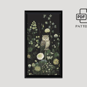 Patrón punto de cruz búho abstracto, patrón PDF punto x búho moderno, diseño digital gótico, patrón animal / formato digital - PDF