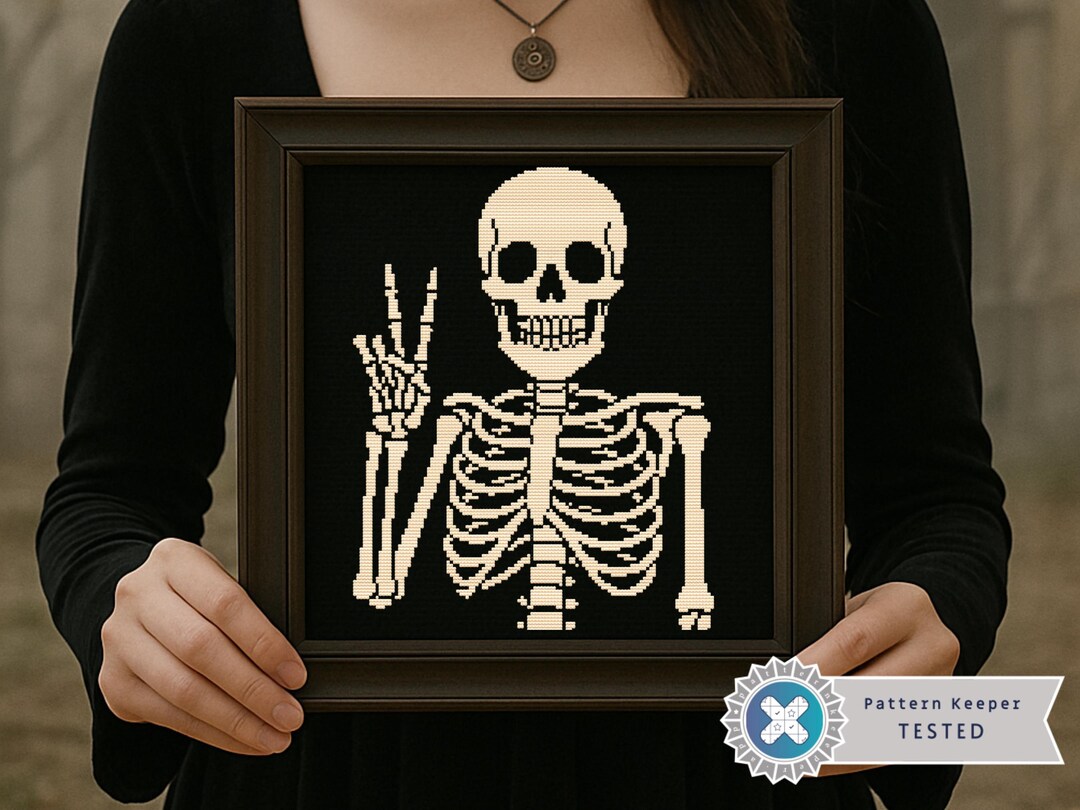 Funny Skeleton Cross Stitch Pattern PDF | Gothic Halloween Cross Stitch ...