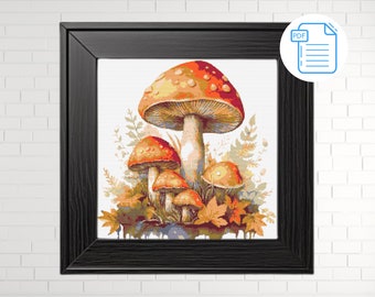 Mushrooms  Cross Stitch Pattern PDF,  Embroidery Pattern, Home wall decor DIY