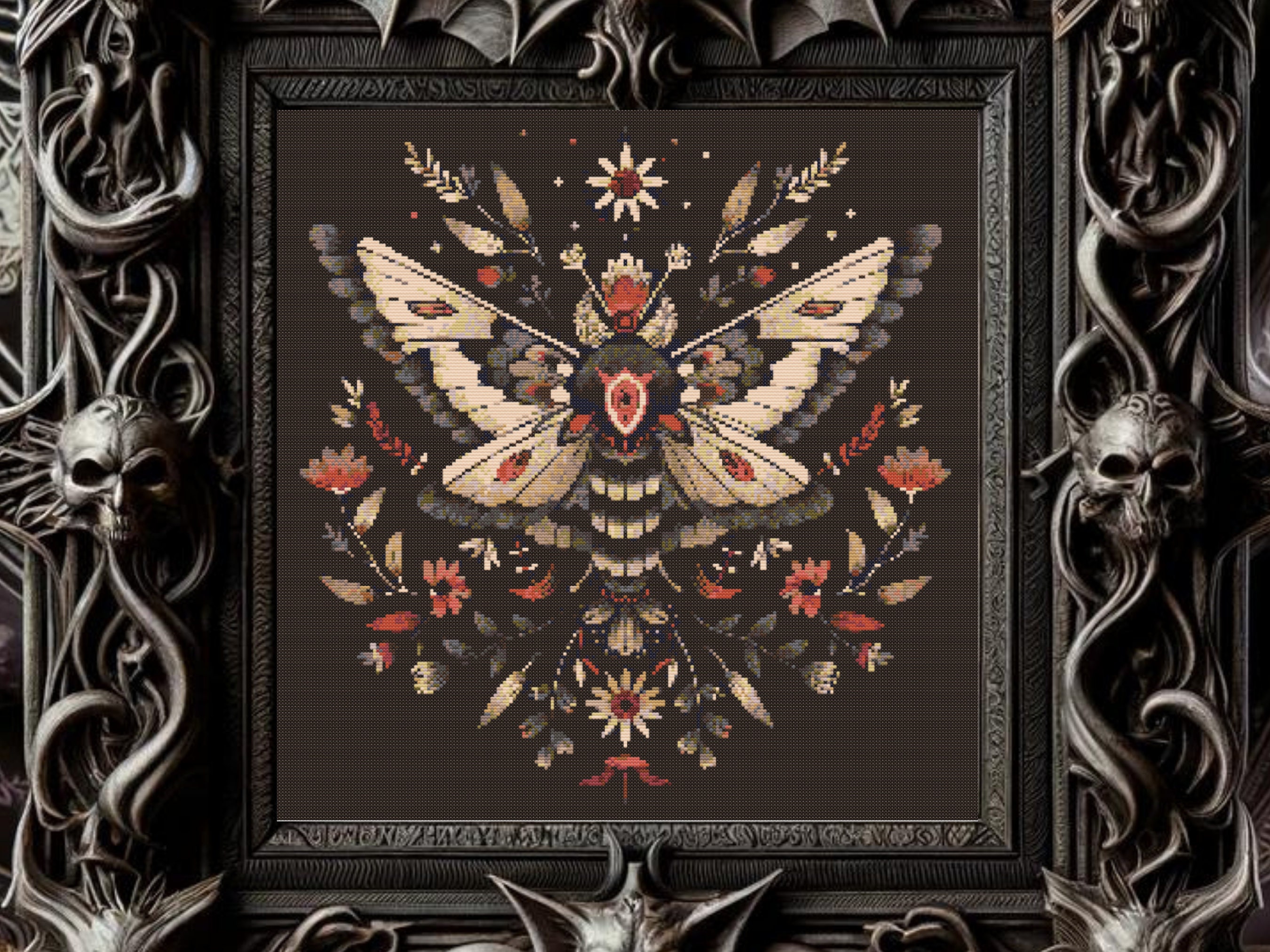 Gothic Moth Floral Cross Stitch Pattern: Dark Witchcraft Chart (PDF) - Etsy