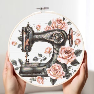 Naaimachine kruissteekpatroon pdf | Eenvoudige moderne x-stitch-telpatroon | Kruissteek bloemen | Zomer kruissteekpatroon | Direct