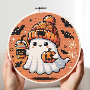 Blumengeist Kreuzstich-Muster: Halloween-Herbst-Design (PDF)