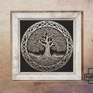 Celtic Tree of Life Cross Stitch Pattern PDF | Gothic Cross Stitch Chart | Modern x-stitch design | Instant Download | For Goth