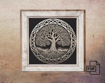 Patrón de punto de cruz del Árbol de la Vida Celta: Punto X Gótico (PDF)