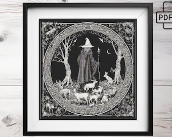 Gothic Witch Cross Stitch Pattern: Spooky Dark Design (PDF)