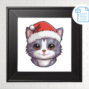 Christmas Cat Cross Stitch Pattern PDF | x-cross stitch pattern | Winter pattern | Holidays Cross stitch Chart