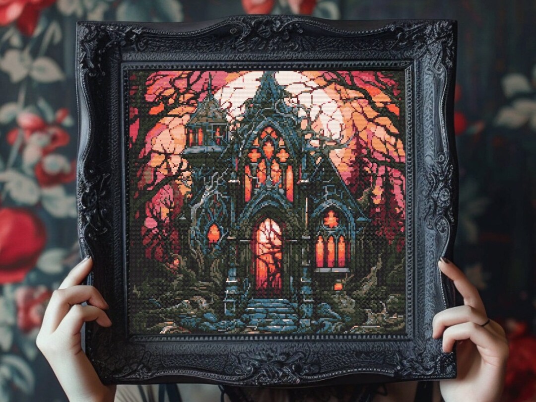 Haunted House Cross Stitch Pattern: Spooky Gothic Halloween (PDF) - Etsy