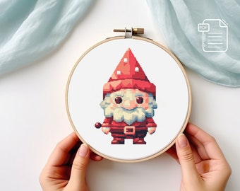 Gnome Cross Stitch Pattern PDF, Christmas Counted Cross Stitch ,xstitch chart, Holiday Cross stitch