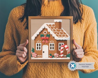 Korsstygnsmönster för pepparkakshus och jul: Julvinter Xstitch (PDF-mönster)