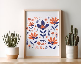 Abstract Floral Cross Stitch Pattern: Modern Flower Design (PDF Pattern)