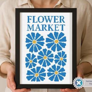 Nature Cross Stitch Pattern, Modern Floral xstitch, Abstract flowers, Easy x-stitch Pattern, Small Cross Stitch Chart, Instant Download PDF
