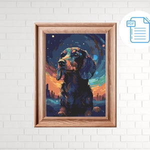 Dog in Cosmos Space Cross Stitch Pattern PDF, xstitch chart, INSTANT DOWNLOAD Patterns