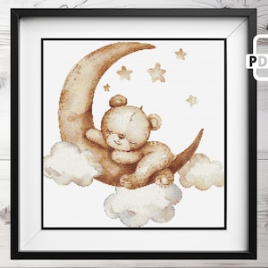 Padrão de ponto cruz de urso de pelúcia fofo | Gráfico de ponto x animal | Padrão de ponto cruz infantil | Easty xstitch | Ursinho de pelúcia fofo