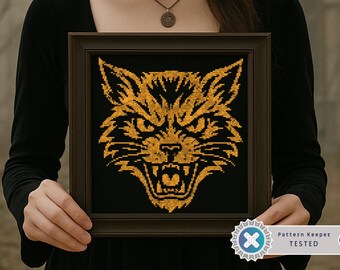 Gothic Cat Cross Stitch Pattern PDF | Gothic Gift for Goth X-Stitch Chart | Creepy Spooky Cat Chart | Halloween Digital  | Modern Easy