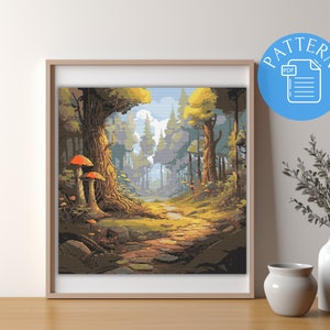 Forest Cross Stitch Pattern: Tranquil Wilderness Scene (PDF Pattern)