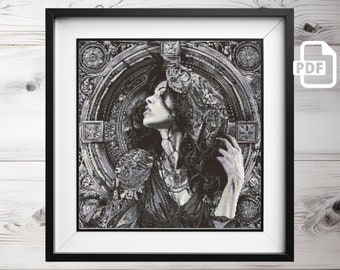 Gothic Hexe Kreuzstichmuster: Gruseliges dunkles Design (PDF)