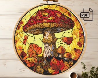 Mushrooms  Cross Stitch Pattern PDF,  Embroidery Pattern, Home wall decor DIY