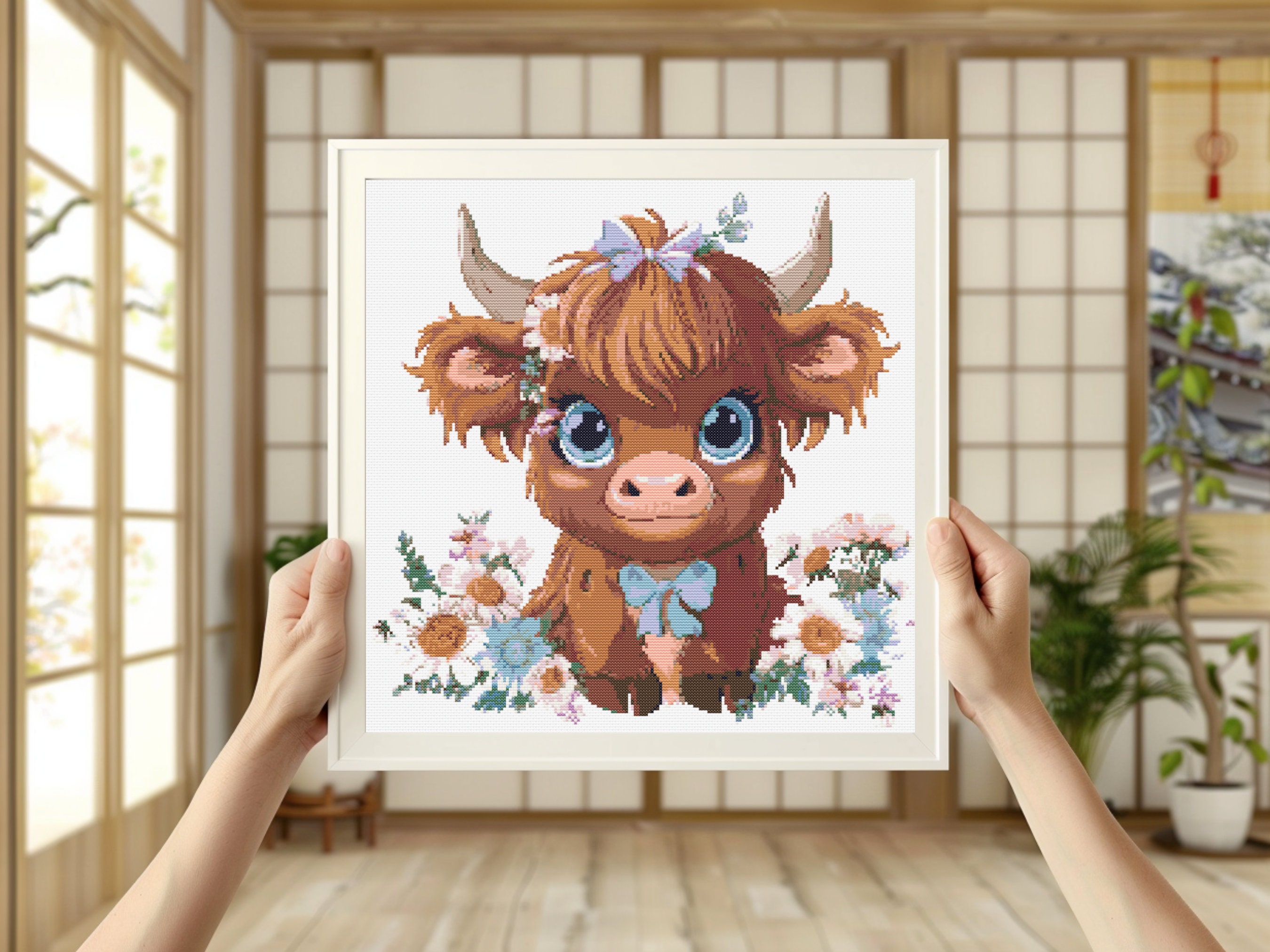 Highland Cow Cross Stitch Pattern PDF | Cute Animal Cross Stitch ...
