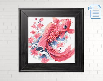 桜の鯉のクロスステッチパターン PDF - Etsy 日本