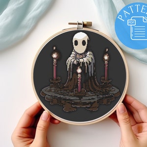 Halloween Ghost Cross Stitch Pattern PDF | Autumn x-stitch Design | Gothic Embroidery | Digital Chart