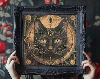Gothic Cat Cross Stitch Pattern: Spooky Halloween X-Stitch (PDF)