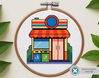 Japanese Konbini Cross Stitch Pattern: Kawaii Storefront (PDF)