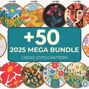 Summer Cross Stitch Pattern Bundle: 50+ Floral, Landscape & Boho Designs (PDF)