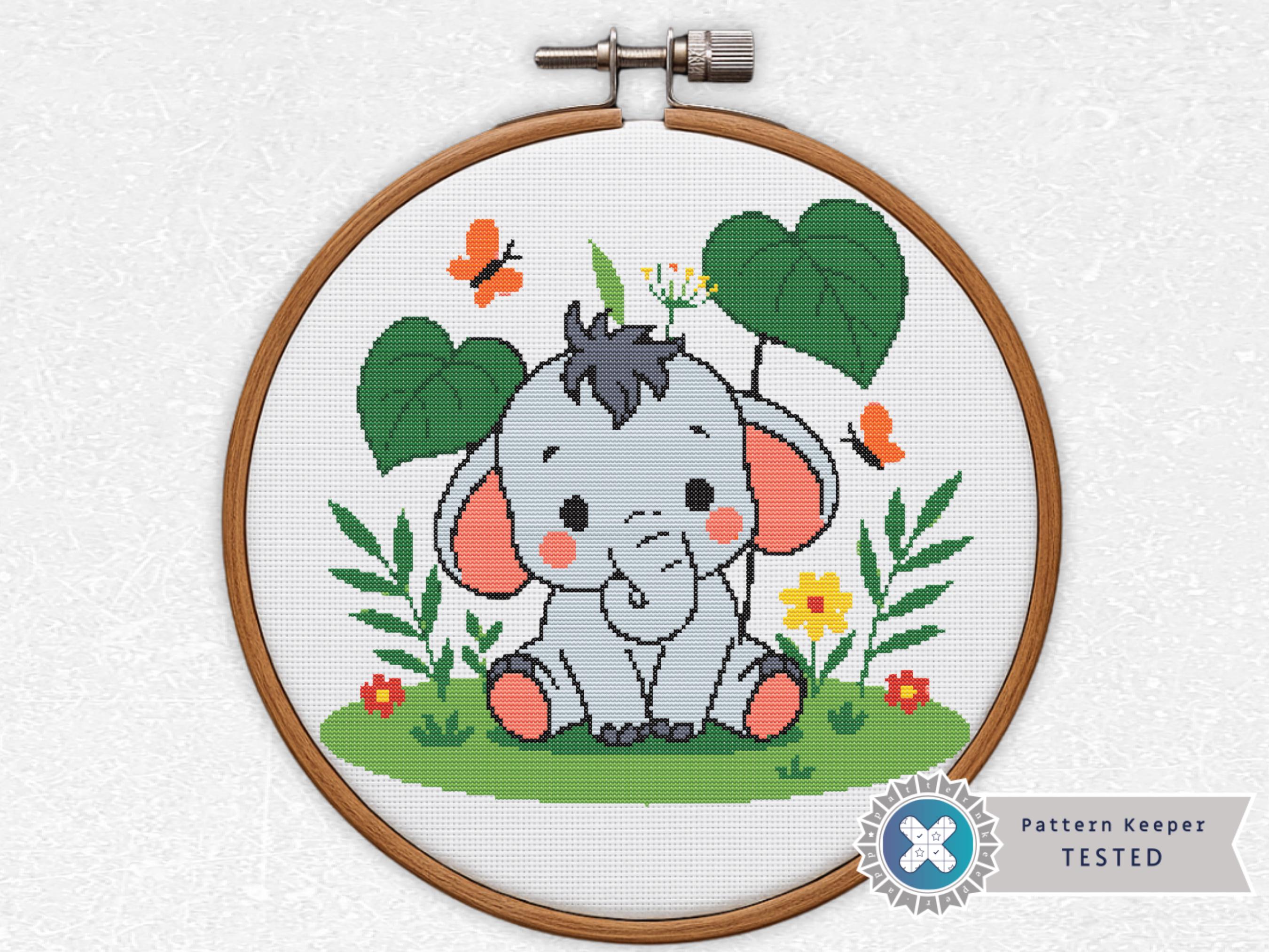 象のクロスステッチパターン：カラフルなサファリ動物（PDF） - Etsy 日本