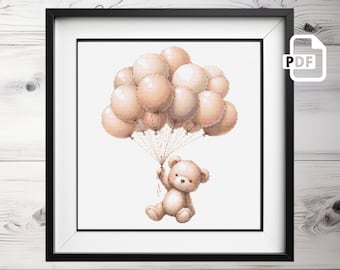 Cute Teddy Bear Cross Stitch Pattern | Animal x-stitch Chart | Kids Cross Stitch Pattern | Easty xstitch | Cute Teddy Bear