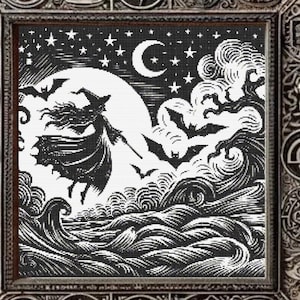 Witch  Cross Stitch Pattern | Gothic xstitch | Spooky Dark Chart | Creepy Xstitch PDF |  Digital Cross Stitch Pattern PDF