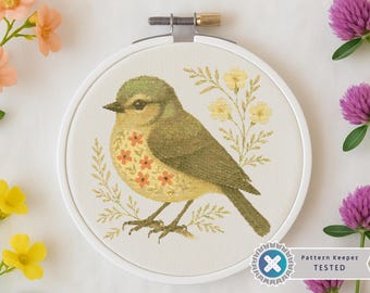 Kreuzstich-Muster Bluebird: Vintage Blumenstickerei (PDF-Download, Pattern keeper Ready)
