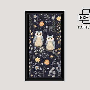 Abstract Owl Cross Stitch Pattern: Gothic Animal Design (PDF)