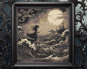 Gothic Witch Cross Stitch Pattern: Spooky Dark Design (PDF)