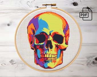Skull Silhouette Cross Stitch Pattern in Pdf - Etsy
