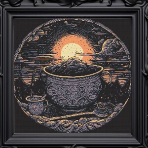 Witch Elixir Cross Stitch Pattern: Gothic Spooky Design (PDF)