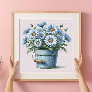 Wilde bloem in een emmer kruissteekpatroon pdf | Wilde bloemen x-stitch counted-tabel | Kruissteek met bloemen | Moderne stekentabel