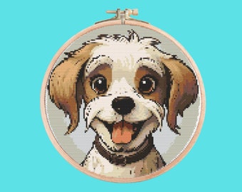 Modèle de point de croix drôle de petit chien