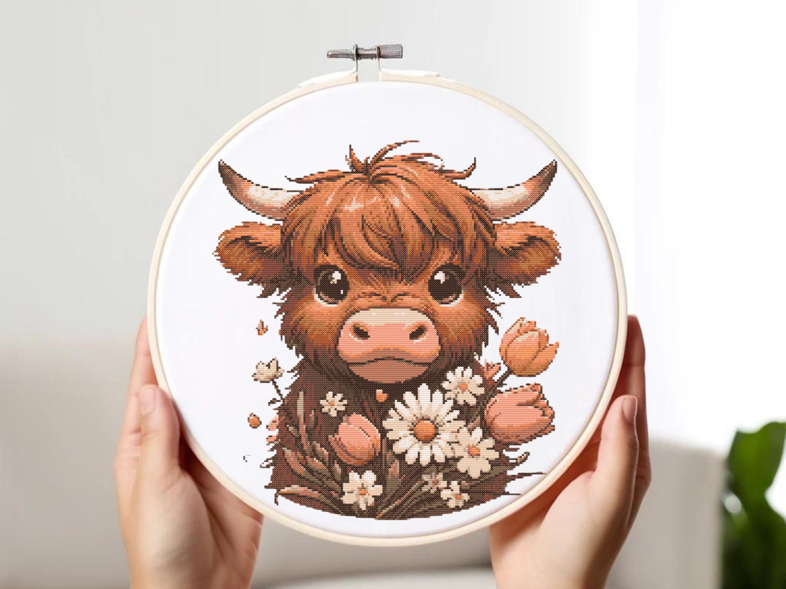 Highland Cow Cross Stitch Pattern PDF | Cute Animal Cross Stitch