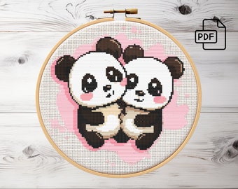 Cute Panda Cross Stitch Pattern | Easy Modern Xstitch (PDF Pattern)