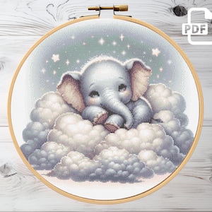 Cute Elephant Cross Stitch Pattern | Kids Cross Stitch Pattern | Cute Animals Cross Stitch Pattern for Baby | easy xstitch chart | Instant