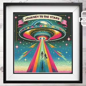 UFO-kruissteekpatroon pdf | Steekkaart Modern Galaxy Universe | kruissteek nachtelijke hemel (digitaal formaat: pdf)