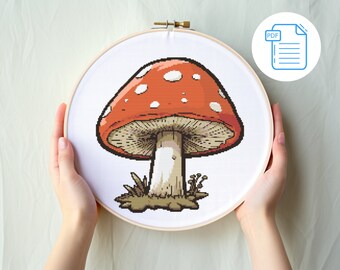 Easy Mushrooms  Cross Stitch Pattern PDF,  Embroidery Pattern, Home wall decor DIY